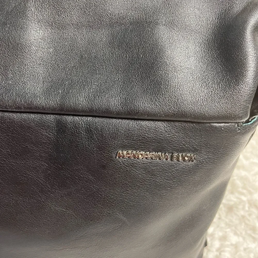 Mandarina Duck Soft Leather Black laptop,Computer office shoulder bag